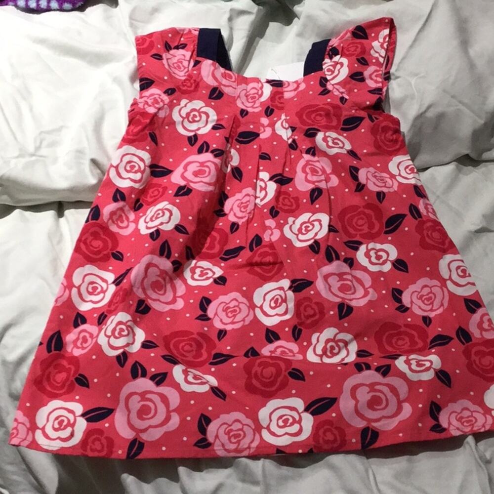Gymboree 4t coral pink navy rose dress NWT